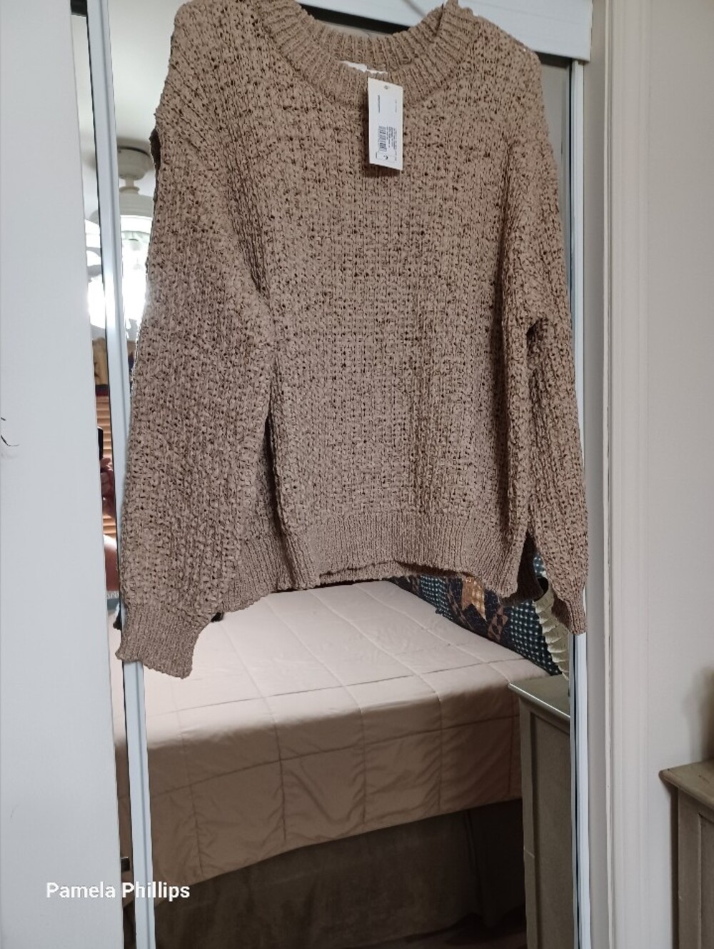 a new day Taupe Textured Crewneck Sweater